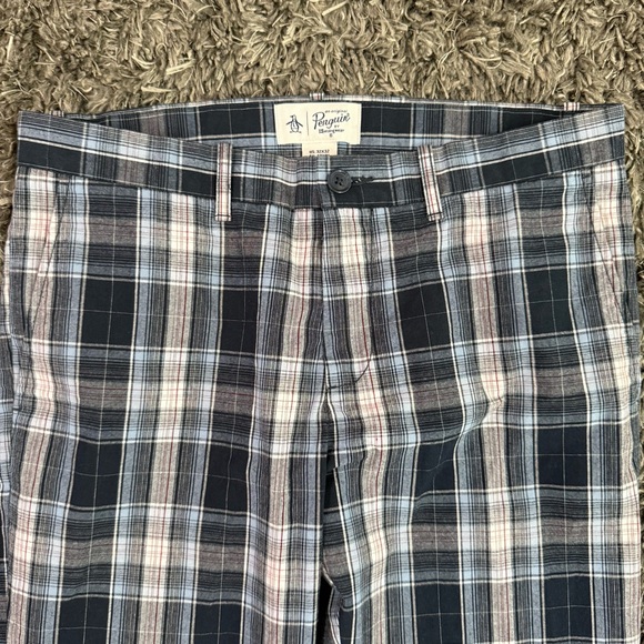 Original Penguin Men's Plaid Chinos in Multi Blue, Size 32X32 - Picture 2 of 5